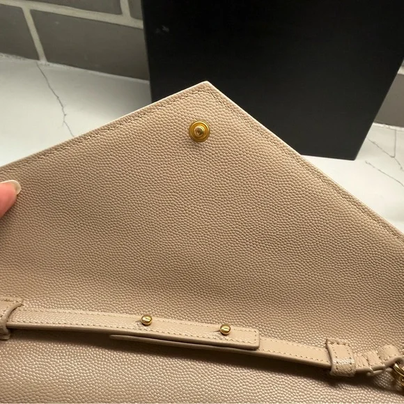 CLASSIC CASSANDRE Chain Wallet in Grain de Poudre Leather (Dark Beige) - Picture 11 of 15